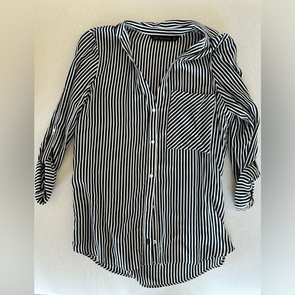 ZARA basic shirt black white XS